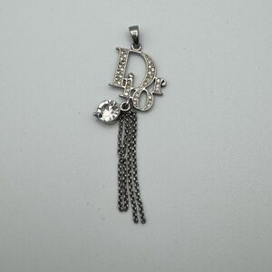 Dior Silver and Crystal Chain Necklace Pendant